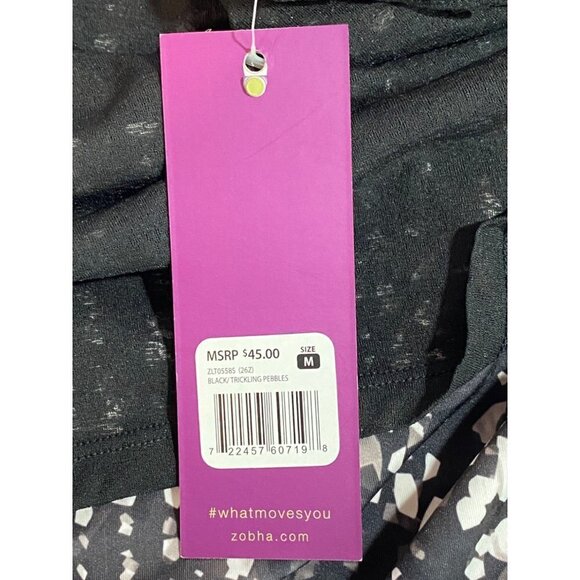 NWT Z by Zobha Double Layered Racerback Tank Black Gray and White Size Medium - Picture 5 of 9